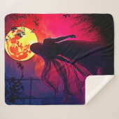 Couverture Sherpa Red Moon Shadow Woman Conception de mystère (Devant (Horizontal))