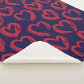 Couverture Sherpa Red Navy Heart shaped Valentine’s Day seamless pat (3/4)