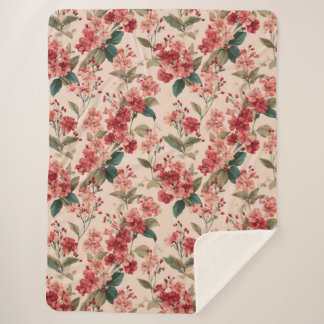 Couverture Sherpa Red on Pink Hibiscus Floral 