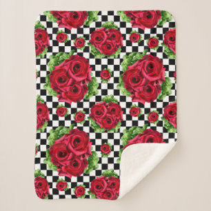 Couverture Sherpa Red Rose Rockabilly Check
