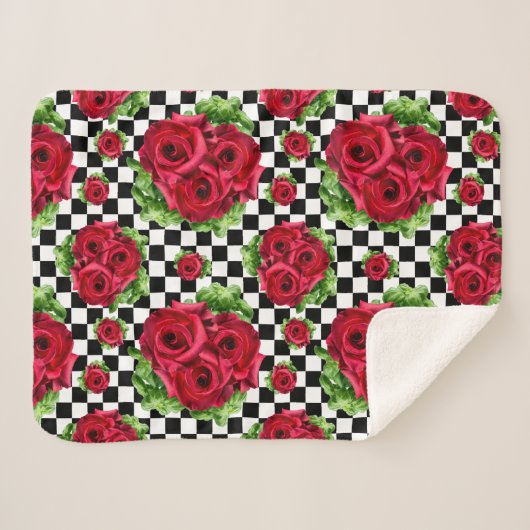 Couverture Sherpa Red Rose Rockabilly Check (Devant (Horizontal))