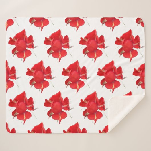 Couverture Sherpa Red Roses, (Devant (Horizontal))