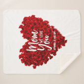 Couverture Sherpa Red Roses Heart Love You Maman Fête des Mères (Devant (Horizontal))