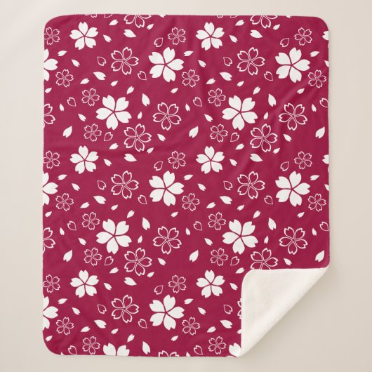 Couverture Sherpa Red Sakura Motif Sherpa Blanket (Devant)