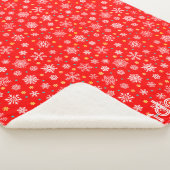 Couverture Sherpa Red Snowflakes Modern Elegant Nom personnalisé (3/4)