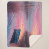 Couverture Sherpa Réflexion du ciel rose de bateau bleu rustique (Devant)