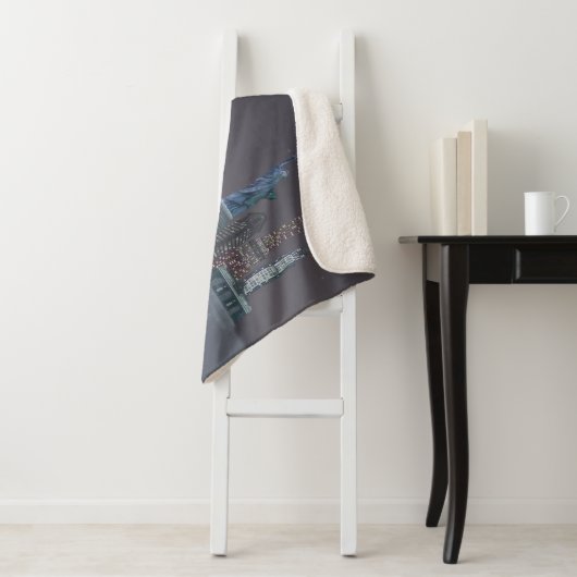 Couverture Sherpa Réflexions de nuit d'horizon de New York (En situation)