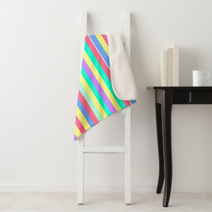 Couverture Sherpa Réglage des rayures pastel de printemps