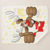 Couverture Sherpa Reindeer Drunk Funny Caractère de Noël (Devant (Horizontal))