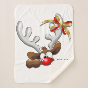Couverture Sherpa Reindeer Puzzled drôle Caractère de Noël