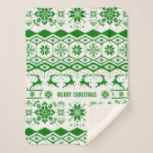 Couverture Sherpa Reindeer Vert Noël Knted (Devant)