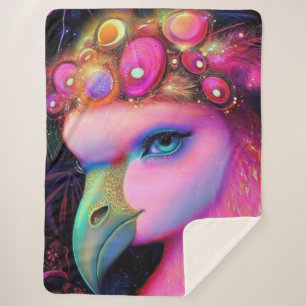 Couverture Sherpa Reine du Flamant rose cosmique