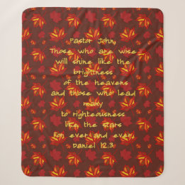 Couverture Sherpa Remerciement au Pasteur Feuilles d'Automne Écritur