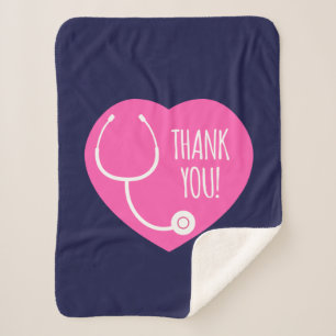 Couverture Sherpa Remerciements  Stéthoscope à coeur rose
