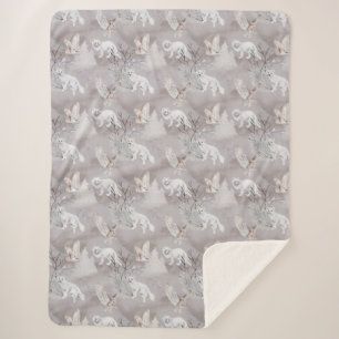 Couverture Sherpa Renard Arctique de l'Hiver Chouette Harfang Faune 