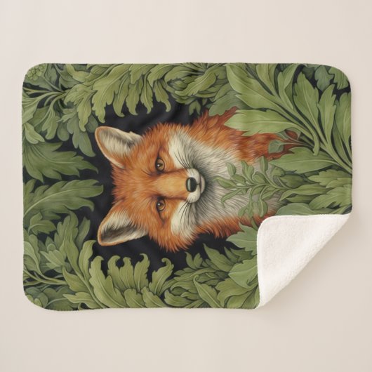 Couverture Sherpa Renard Art nouveau dans la forêt (Devant (Horizontal))