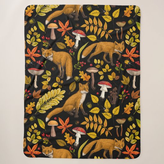 Couverture Sherpa Renard d'automne sur noir (Devant)