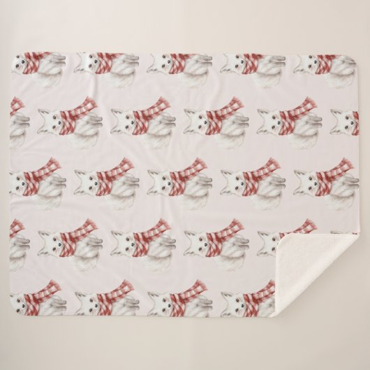 Couverture Sherpa Renard rose rose rouge blanc rose (Devant (Horizontal))