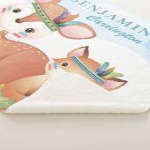 Couverture Sherpa Renard tribal bohémien et pavot avec plumes + Nom (3/4)