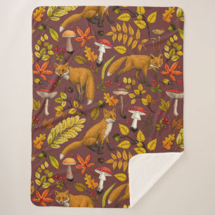 Couverture Sherpa Renards d'automne sur chocolat brun