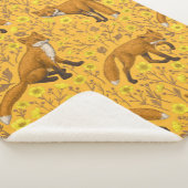 Couverture Sherpa Renards et papillons sur orange (3/4)