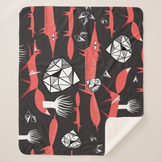 Couverture Sherpa Renards Rouges : Arrière - plan Sombre Sans Couleu (Devant)