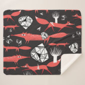 Couverture Sherpa Renards Rouges : Arrière - plan Sombre Sans Couleu (Devant (Horizontal))