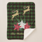 Couverture Sherpa Renne dorée avec Poinsettias (Devant)