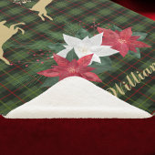 Couverture Sherpa Renne dorée avec Poinsettias