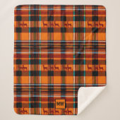 Couverture Sherpa Rennes en plaid, hiver automne monogramme de Noël (Devant)