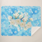 Couverture Sherpa Répéter bleu ciel pâle - blanc Roses d'aquarelle (Devant (Horizontal))