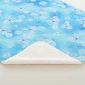 Couverture Sherpa Répéter bleu ciel pâle - fleurs d'aquarelle blanch (3/4)