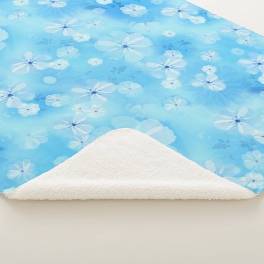 Couverture Sherpa Répéter bleu ciel pâle - fleurs d'aquarelle blanch (3/4)