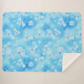Couverture Sherpa Répéter bleu ciel pâle - fleurs d'aquarelle blanch (Devant (Horizontal))