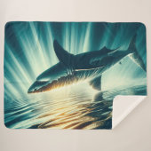 Couverture Sherpa Requin dans la mer bleue profonde & soleil (Devant (Horizontal))