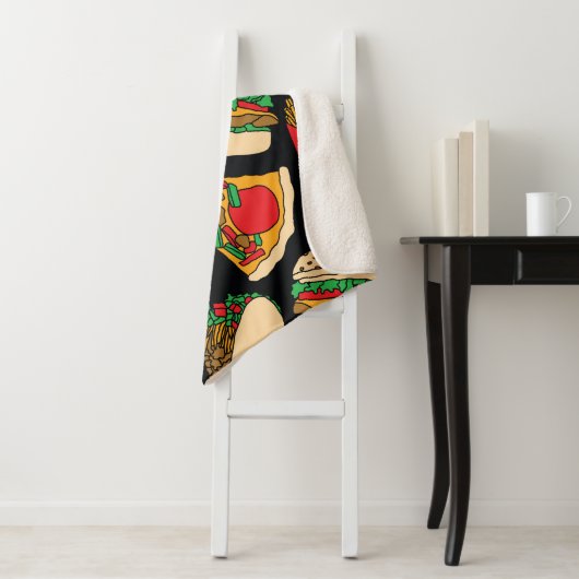 Couverture Sherpa restauration rapide pizza hamburger hotdog frites (En situation)