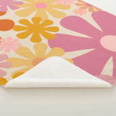 Couverture Sherpa Retro 1960s 1970s Fleurs motifs floraux (3/4)