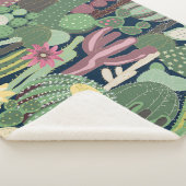 Couverture Sherpa Retro Cactus Design : Texture de tissu sans fil (3/4)