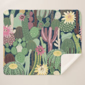 Couverture Sherpa Retro Cactus Design : Texture de tissu sans fil (Devant (Horizontal))