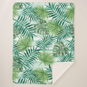 Couverture Sherpa Retro Chic Palm Vert Feuille Aquarelle Art (Devant)