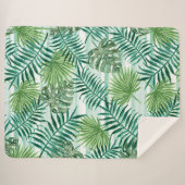 Couverture Sherpa Retro Chic Palm Vert Feuille Aquarelle Art (Devant (Horizontal))