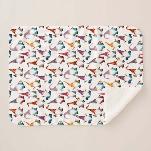 Couverture Sherpa Retro Classic Elf Gnomes Noël (Devant (Horizontal))
