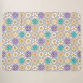 Couverture Sherpa Retro Daisy Motif Simple.01. Gray BG (Devant (Horizontal))