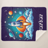 Couverture Sherpa Retro, fusée spatiale (Devant (Horizontal))