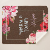 Couverture Sherpa Retro Garden Personnalisé Nom de salutation Café B (Devant (Horizontal))