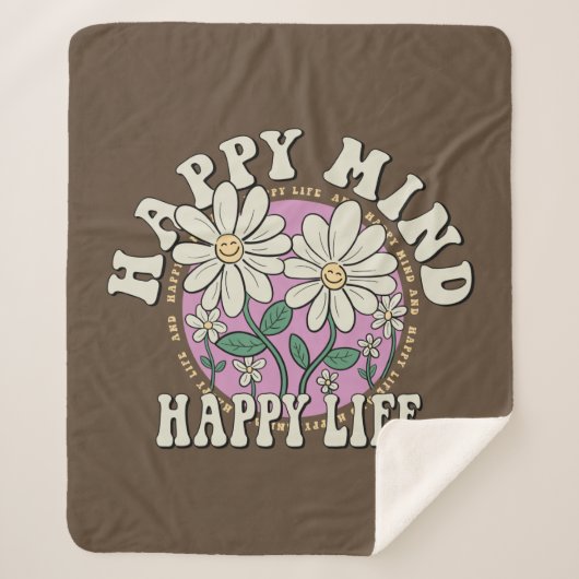 Couverture Sherpa Retro Happy Mind Happy Life (Devant)