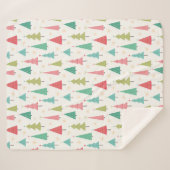 Couverture Sherpa Retro Joyeux arbres de Noël Fun Motif de vacances (Devant (Horizontal))