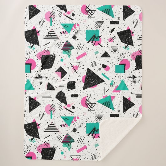 Couverture Sherpa Retro Memphis Geometric Pattern (Devant)