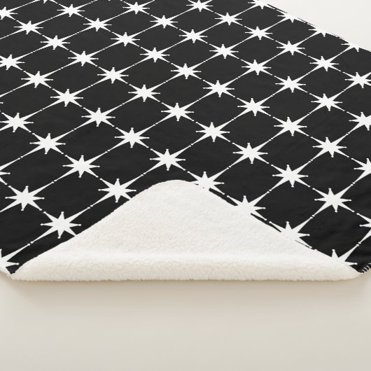 Couverture Sherpa Retro Midsiècle moderne Star Motif noir et blanc (3/4)