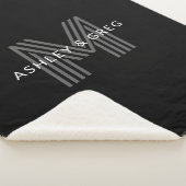 Couverture Sherpa Retro Moderne Nom/s Monogramme modifiable Noir et  (3/4)